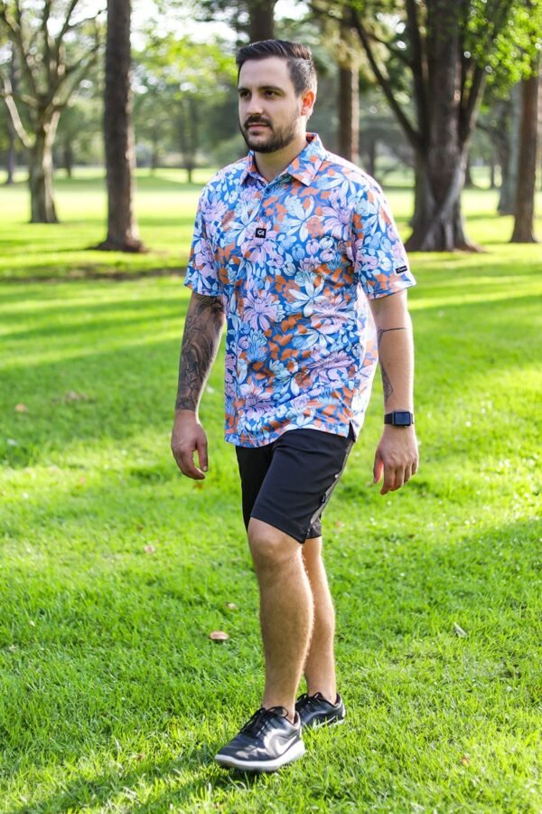 CA Funky Golf Shirt | Blue Botanical - Image 5