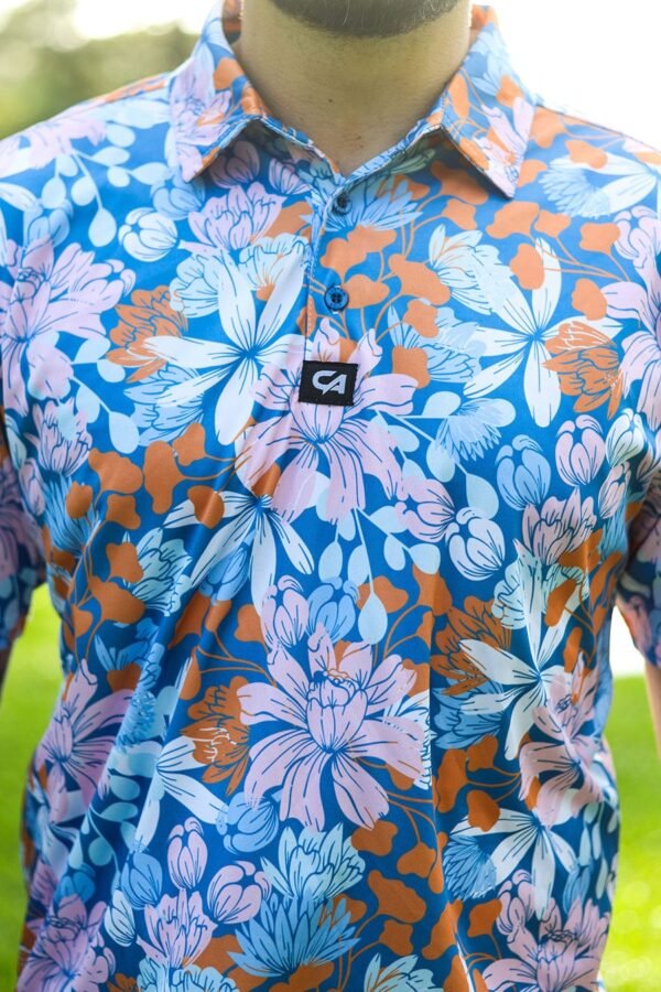 CA Funky Golf Shirt | Blue Botanical - Image 6