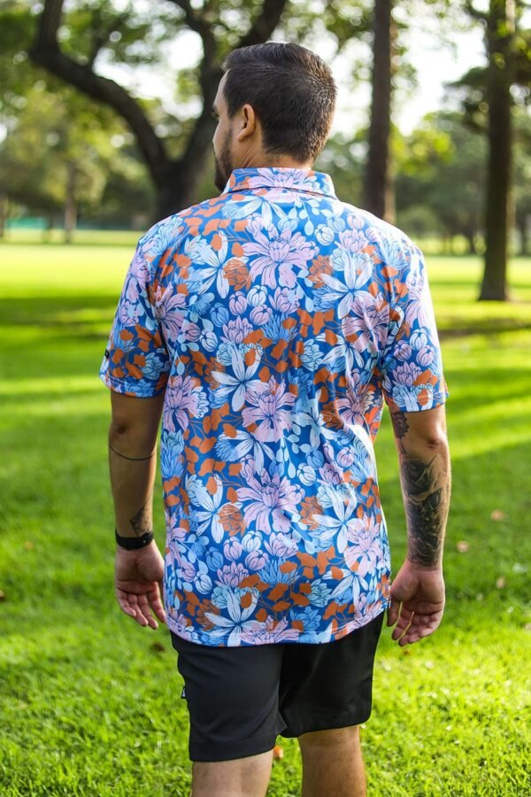 CA Funky Golf Shirt | Blue Botanical - Image 3
