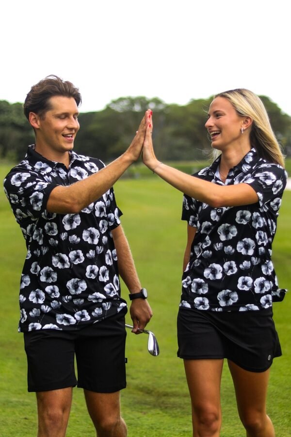 CA Ladies Funky Golf Shirt | Black Poppies - Image 2