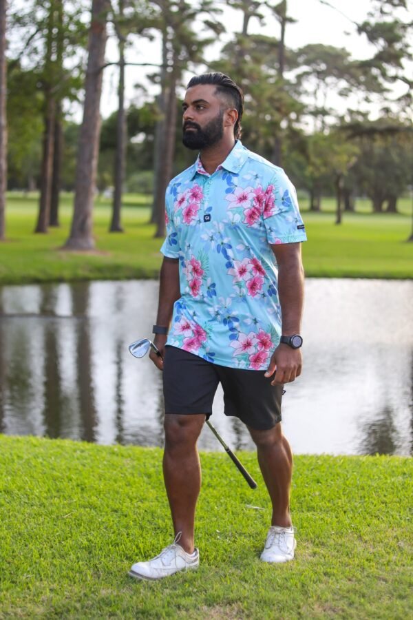 CA Funky Golf Shirt | Blue Floral - Image 4
