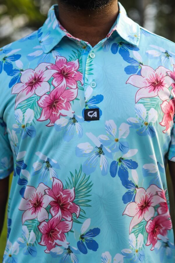 CA Funky Golf Shirt | Blue Floral - Image 5