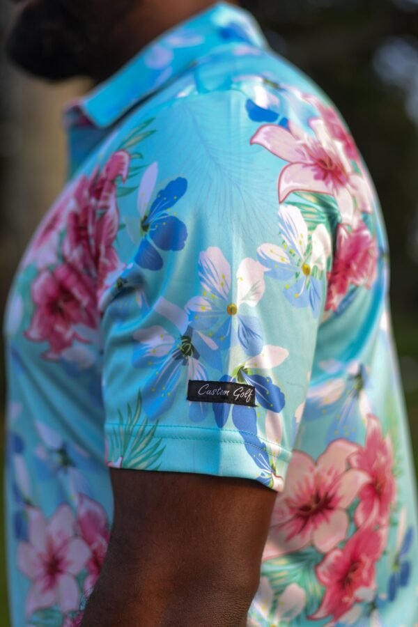 CA Funky Golf Shirt | Blue Floral - Image 3