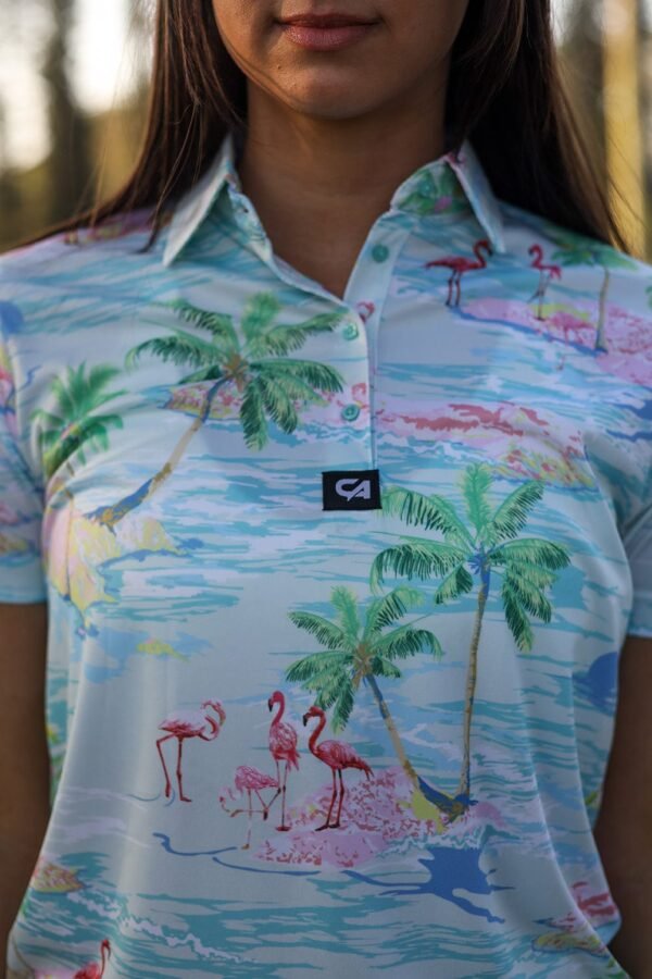 CA Ladies Funky Golf Shirt | Flamingo Island - Image 6