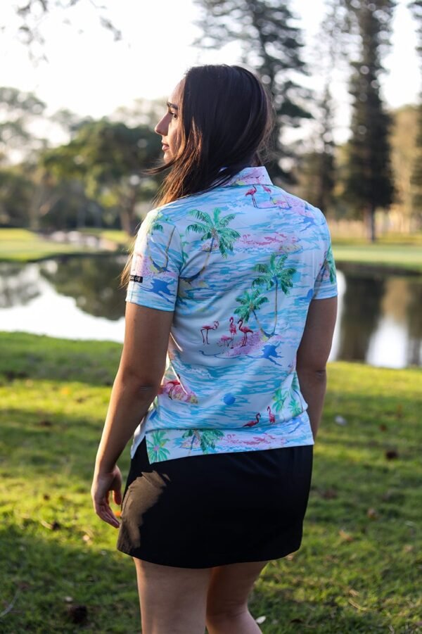 CA Ladies Funky Golf Shirt | Flamingo Island - Image 3