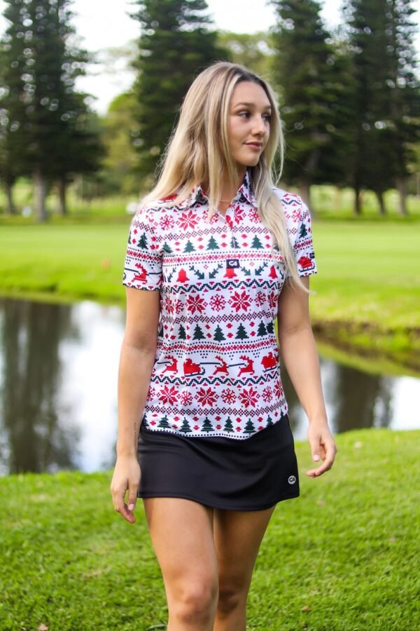 CA Ladies Funky Golf Shirt | Santa Is Coming - Image 5