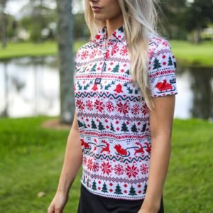 CA Ladies Funky Golf Shirt | Santa Is Coming