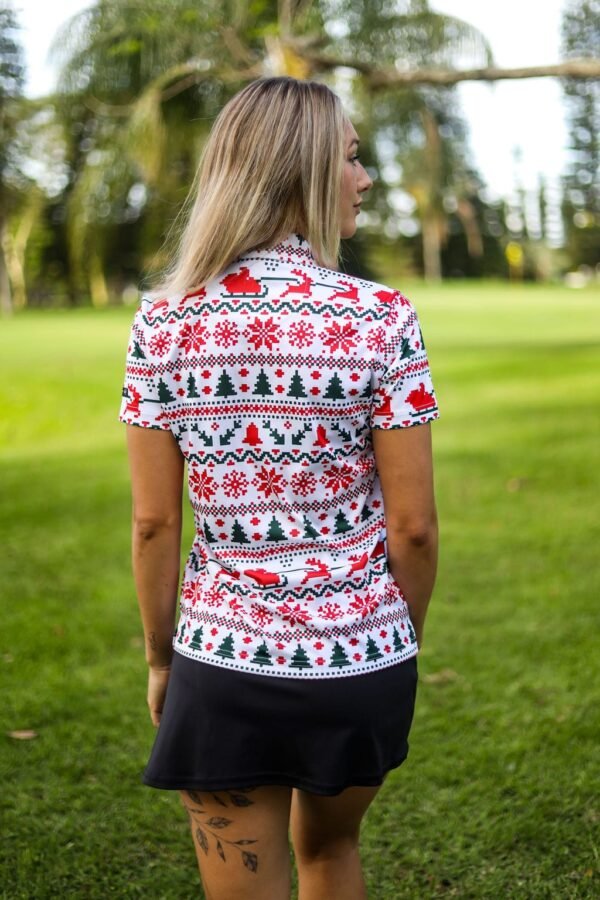 CA Ladies Funky Golf Shirt | Santa Is Coming - Image 3