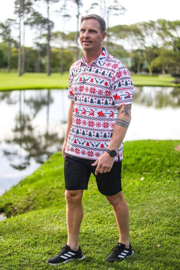 CA Funky Golf Shirt | Santa Is Coming - Image 3