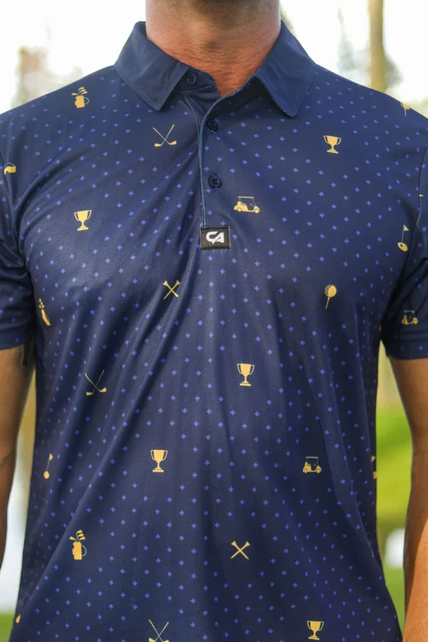CA Statement Golf Shirt | Navy & Gold - Image 5