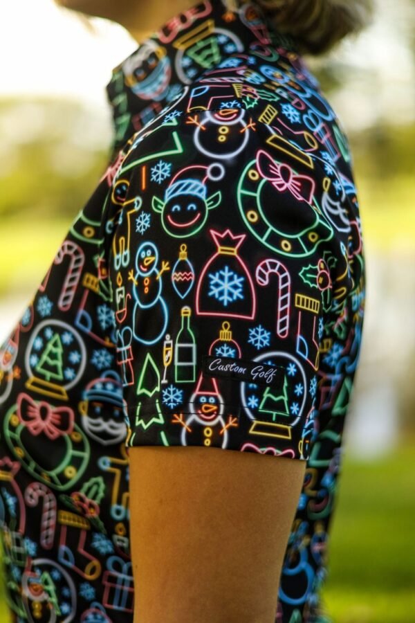 CA Ladies Funky Golf Shirt | Neon Christmas - Image 4