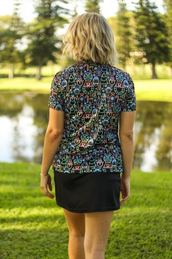 CA Ladies Funky Golf Shirt | Neon Christmas - Image 3