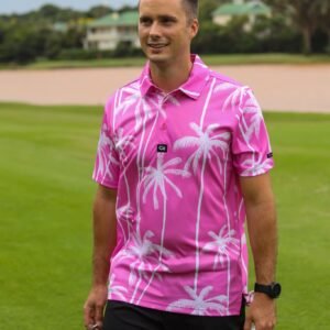 CA Funky Golf Shirt | Pink Tropics