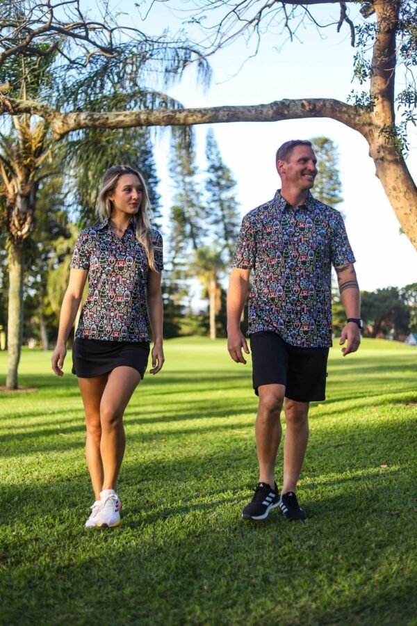 CA Ladies Funky Golf Shirt | Neon Christmas - Image 2