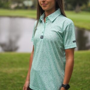 CA Ladies Funky Golf Shirt | Green Splatter
