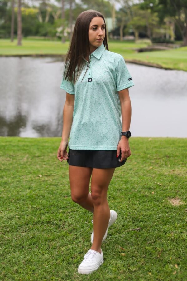 CA Ladies Funky Golf Shirt | Green Splatter - Image 5