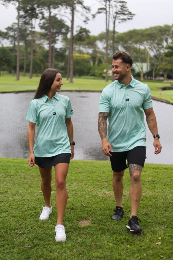 CA Funky Golf Shirt | Green Splatter - Image 2