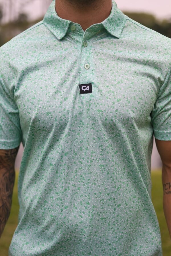 CA Funky Golf Shirt | Green Splatter - Image 6