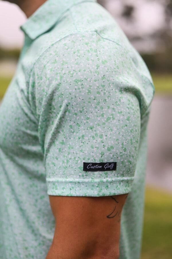 CA Funky Golf Shirt | Green Splatter - Image 5
