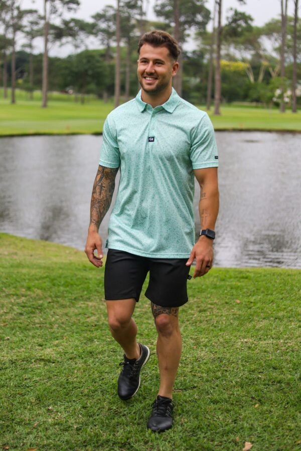 CA Funky Golf Shirt | Green Splatter - Image 4