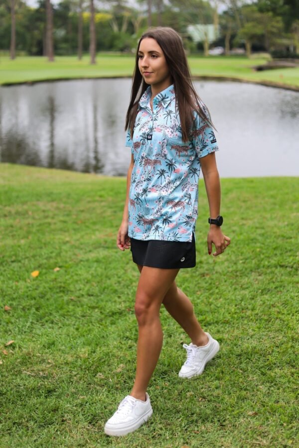 CA Ladies Funky Golf Shirt | Tropical Turquoise - Image 4