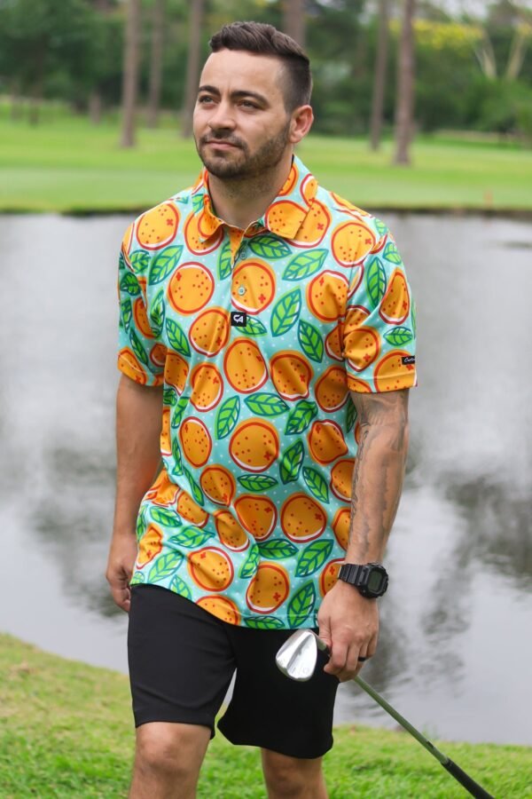 CA Funky Golf Shirt | Turquoise Oranges