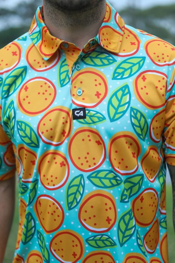 CA Funky Golf Shirt | Turquoise Oranges - Image 6