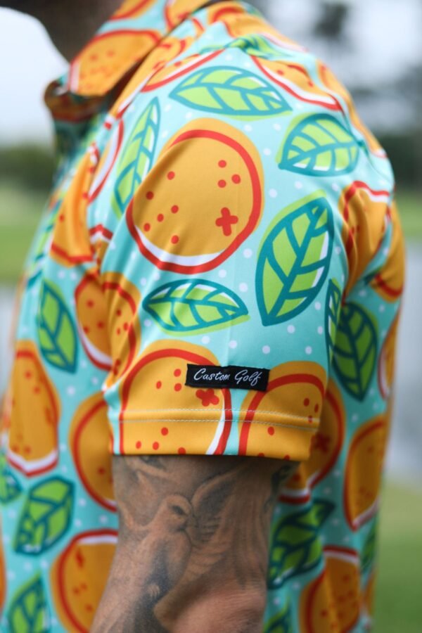 CA Funky Golf Shirt | Turquoise Oranges - Image 4