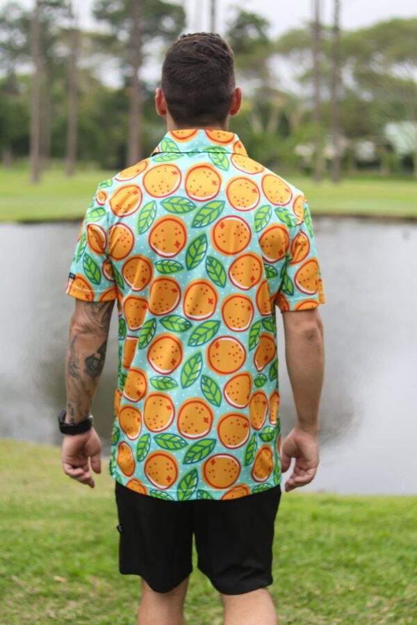 CA Funky Golf Shirt | Turquoise Oranges - Image 3