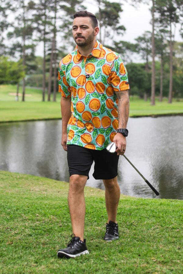 CA Funky Golf Shirt | Turquoise Oranges - Image 5