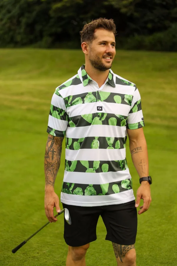 CA Funky Golf Shirt | Cactus Stripes