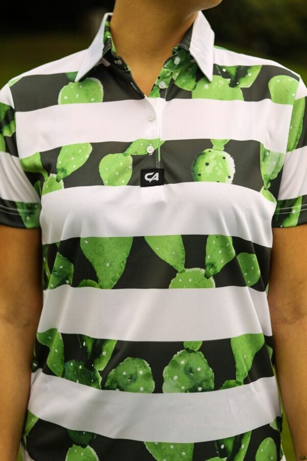 CA Ladies Funky Golf Shirt | Cactus Stripes - Image 6