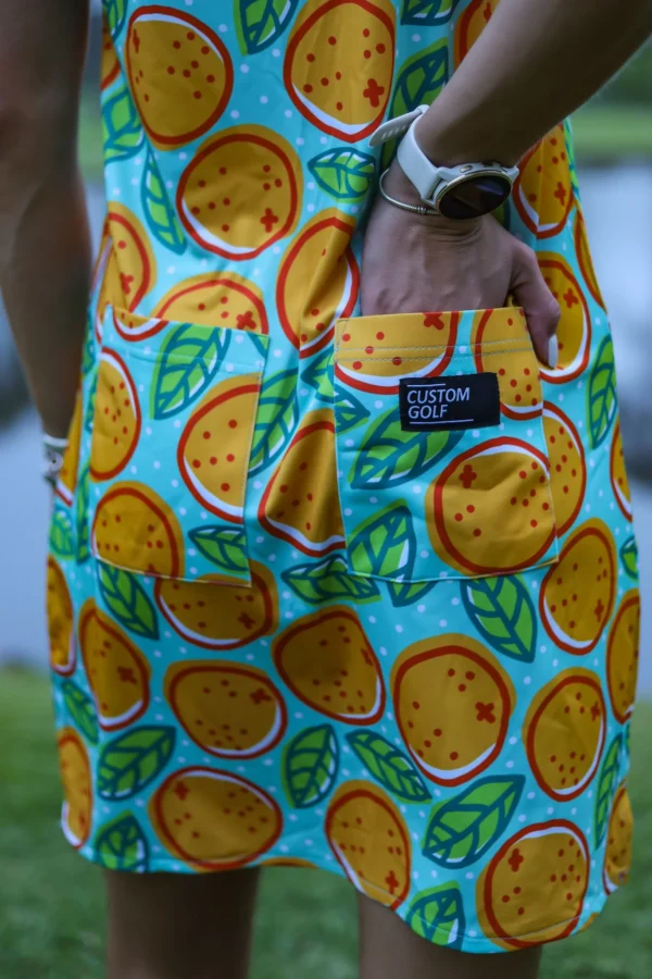CA Funky Golf Dress | Turquoise Oranges - Image 2