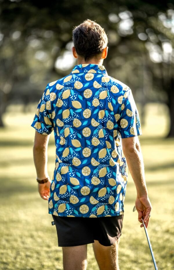 CA Funky Golf Shirt | Navy Lemon Zest - Image 3