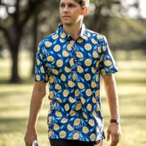CA Funky Golf Shirt | Navy Lemon Zest
