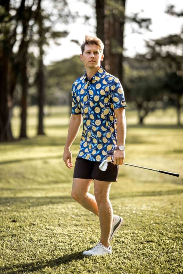 CA Funky Golf Shirt | Navy Lemon Zest - Image 4