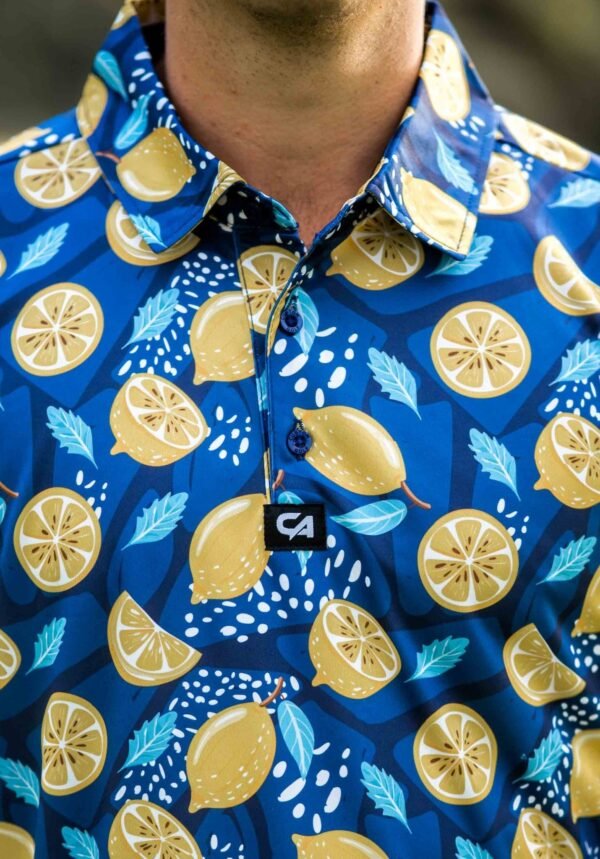 CA Funky Golf Shirt | Navy Lemon Zest - Image 5
