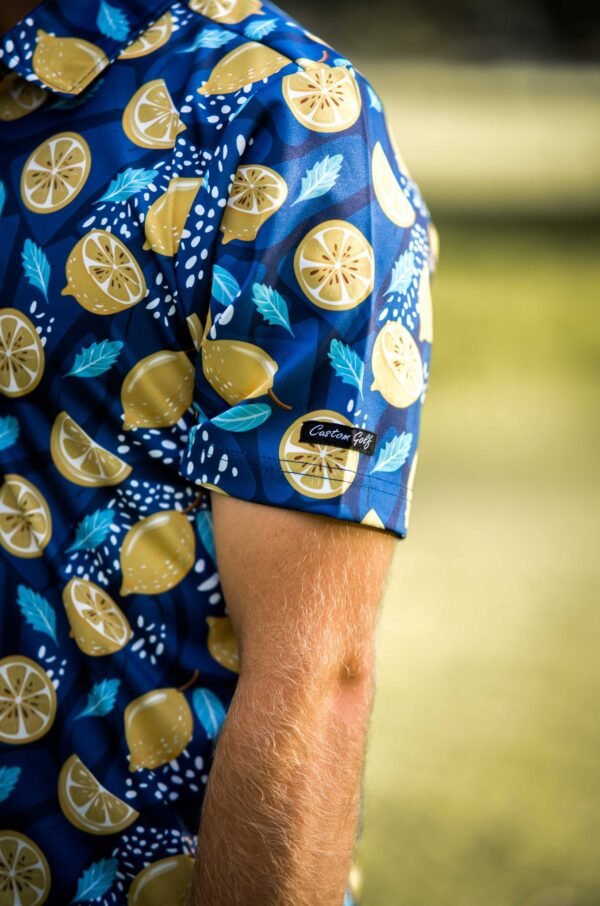 CA Funky Golf Shirt | Navy Lemon Zest - Image 2