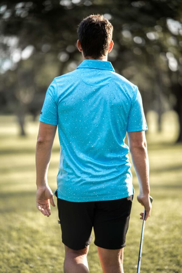 CA Funky Golf Shirt | Blue Paint Splatter - Image 2