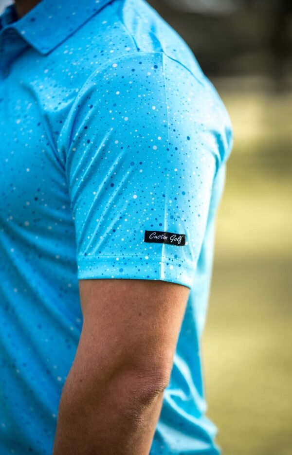 CA Funky Golf Shirt | Blue Paint Splatter - Image 3