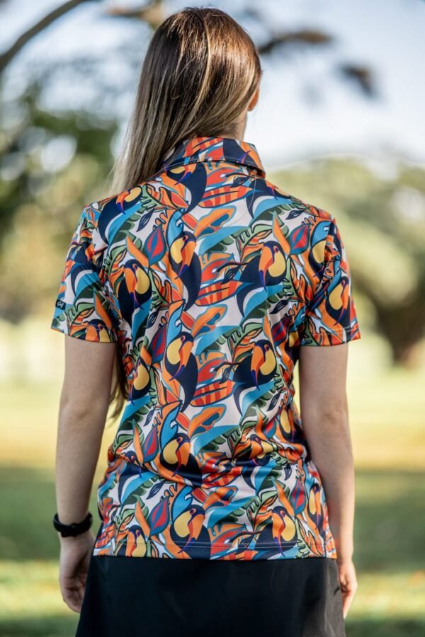 CA Ladies Funky Golf Shirt | Sunset Toucans - Image 2