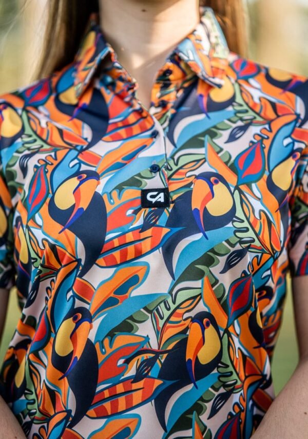 CA Ladies Funky Golf Shirt | Sunset Toucans - Image 5