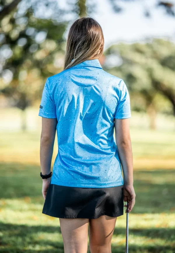 CA Ladies Funky Golf Shirt | Blue Paint Splatter - Image 2