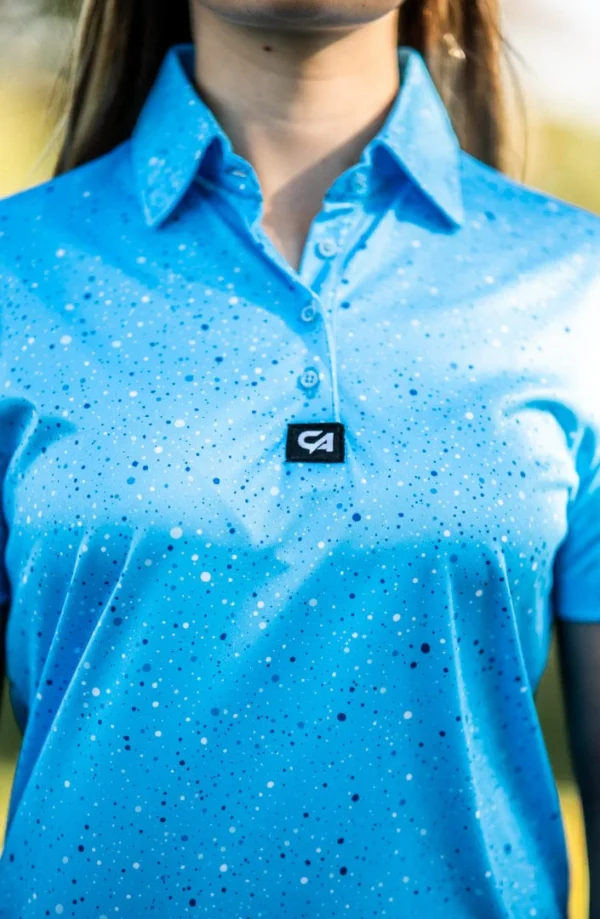 CA Ladies Funky Golf Shirt | Blue Paint Splatter - Image 5