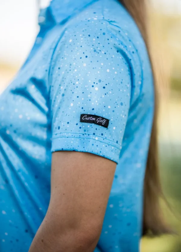 CA Ladies Funky Golf Shirt | Blue Paint Splatter - Image 3