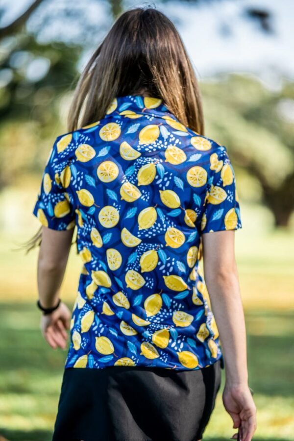 CA Ladies Funky Golf Shirt | Navy Lemon Zest - Image 2