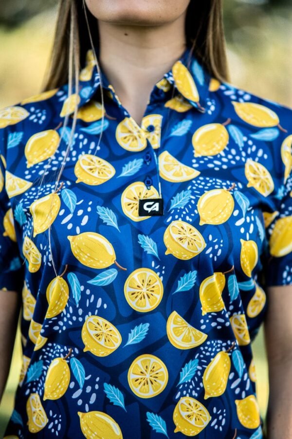 CA Ladies Funky Golf Shirt | Navy Lemon Zest - Image 5