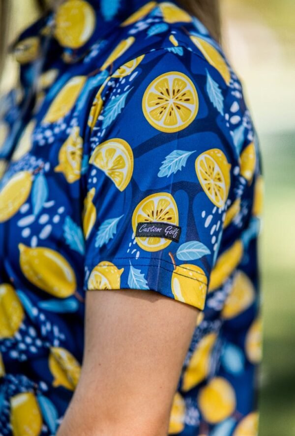CA Ladies Funky Golf Shirt | Navy Lemon Zest - Image 3