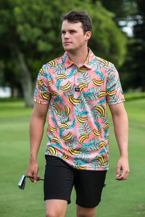CA Funky Golf Shirt | Coral Bananas