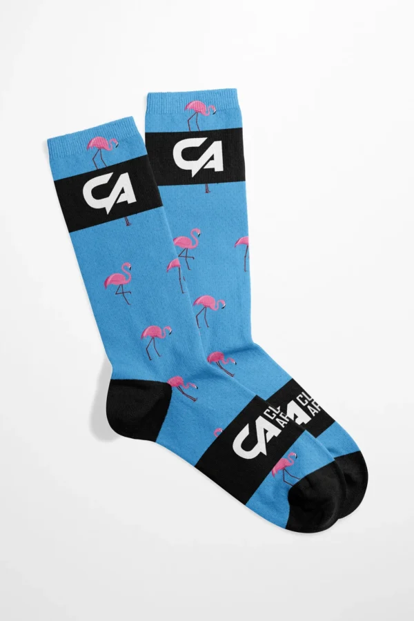 CA Funky Socks | Blue-Dotted Flamingo